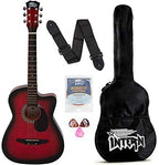 Intern INT-38C-RD-G | Acoustic Guitar Set - Red Glossy Finish