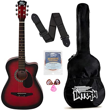 Intern INT-38C-RD-G Cutaway Right-Handed Acoustic Guitar Kit (Red)