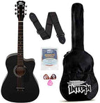 Intern INT-38C-BK-G | Acoustic Guitar Set - Black Glossy Finish
