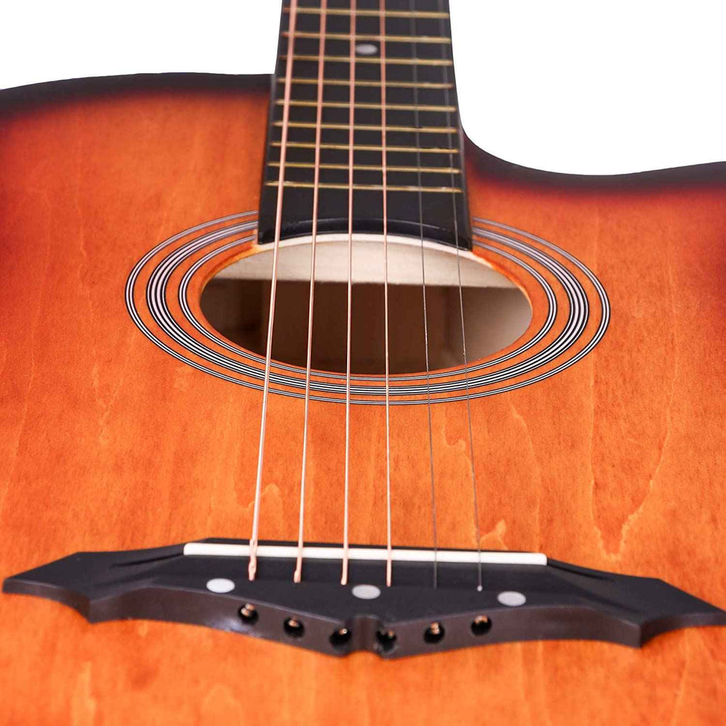 Intern INT-38C-LGP-3TS | Acoustic Guitar – Sunbrust Finish with Bag & Picks