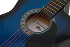 Intern INT-38C-BLS-G Acoustic Guitar Set - Blue Glossy Finish