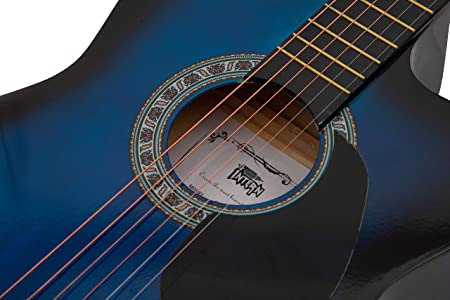 Intern INT-38C-BLS-G Acoustic Guitar Set - Blue Glossy Finish