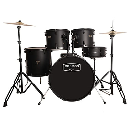 Arctic Cosmos 5-Piece Drum Kit (Black) with Cymbals, Sticks & Hardware