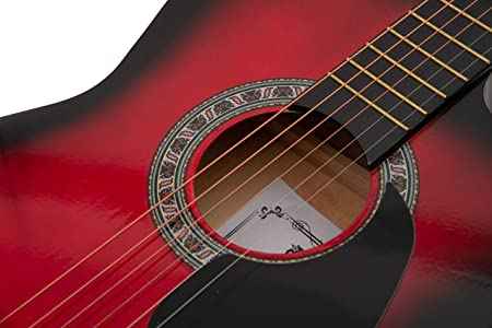 Intern INT-38C-RD-G | Acoustic Guitar Set - Red Glossy Finish