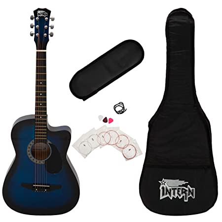 Intern INT-38C-BLS-G Acoustic Guitar Set - Blue Glossy Finish