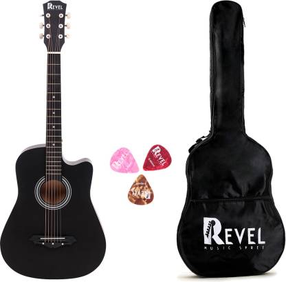 Revel RVL-38C Acoustic Guitar – Black Finish with Bag & Picks